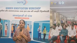 वर्कशाप को संबोधित करतीं डा. मुक्ता अरोड़ा और उपस्थित ई-रिक्शा चालक, कैब ड्राइवर एवं मेट्रो यात्री। जागरण