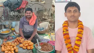 अमित राज (बाएं) के पिता संजय साह लदनियां बाजार में बेचते हैं झिल्ली मुरही। फोटो: जागरण
