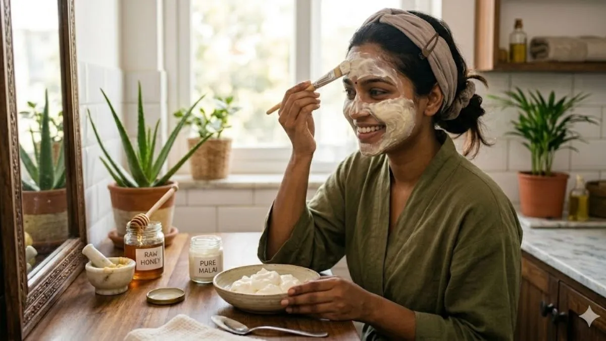 DIY Potato Masks: घर बैठे पाएं पार्लर जैसा निखार, आलू के इन 5 फेस पैक से चमकेगा चेहरा 4 Malai and honey Face pack 1774794854721