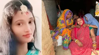 गायत्री की फाइल फोटो व घटना की सूचना पर रोते बिलखते स्वजन।