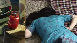 वारदात के बाद डीडीए फ्लैट में मृत पड़ी पत्नी और सिलिंडर। जागरण