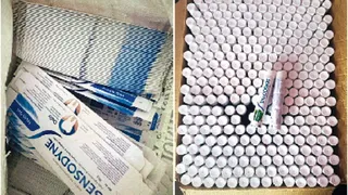 कंझावला में पकड़ी गई नकली सेंसोडाइन टूथपेस्ट बनाने की फैक्ट्री से बरामद किया गया नकली पैकेजिंग मैटिरियल व टूथपेस्ट। (सौ- दिल्ली पुलिस)