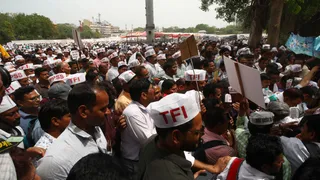 दिल्ली के रामलीला मैदान अपनी मांगों को लेकर महारैली शामिल देश के अलग-अलग राज्यों से आए शिक्षक। जागरण