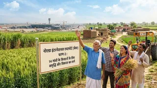 नोएडा इंटरनेशनल एयरपोर्ट के तीसरे चरण के लिए जेवर के 14 गांवों में भूमि अधिग्रहण प्रक्रिया जारी है। इमेज एआई