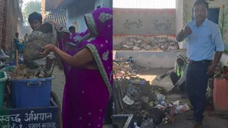 गांव में उठाया जा रहा कचरा और कचरे की हो रही छंटनी। जागरण