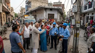 स्मार्ट मीटर लगाने आई टीम का हुआ विरोध। फोटो- एआई जनरेटेड