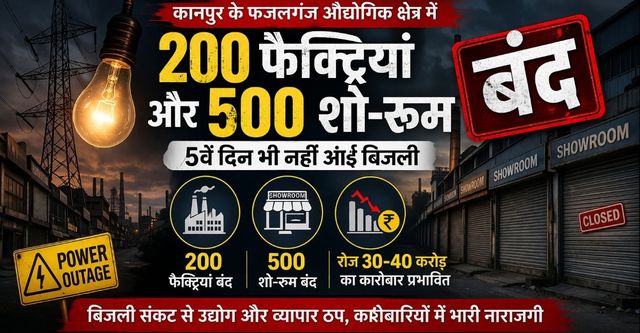 Kanpur के फजलगंज इंडस्ट्रियल एरिया में बिजली संकट: 200 फैक्ट्रियां, 500 शोरूम बंद; 5वें दिन भी सप्लाई ठप