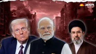 डोनल्ड ट्रंप, पीएम मोदी और मोजताबा खामेनेई (जागरण ग्राफिक्स)