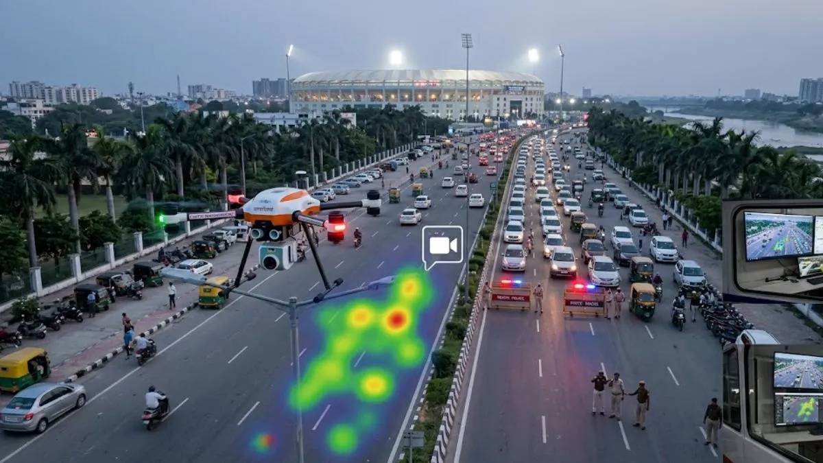 लखनऊ पुलिस एआई ड्रोन से रखेगी ट्रैफिक पर नजर, इकाना स्टेडियम से शुरू हुआ हाईटेक ट्रायल
