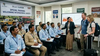 दिल्ली में बढ़ते अंतरराष्ट्रीय आयोजनों और विदेशी पर्यटकों के कारण, पर्यटन विभाग ने पर्यटक वाहन चालकों के लिए कौशल-विकास प्रशिक्षण शुरू करने का निर्णय लिया है। इमेज एआई