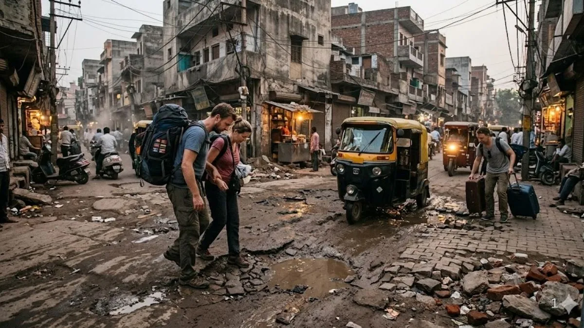 पहाड़गंज की जर्जर सड़कें बिगाड़ रहीं दिल्ली पर्यटन की छवि, पर्यटक परेशान