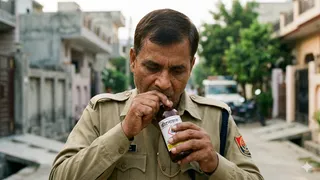 सिक्योरिटी गार्ड ने मुंह से खोला था कीटनाशक की बोतल का ढक्कन। फोटो: एआई जनरेटेड