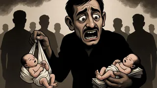 अपने ही दो बच्चों को तस्कर ने बेच दिया। फोटो- एआई जनरेटेड