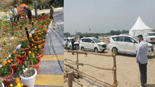प्रधानमंत्री नरेन्द्र मोदी के आगमन को लेकर मां डाट काली मंदिर रोड पर की गई फूलों की सजावट व पहुंचा अधिकारियों का काफिला। जागरण