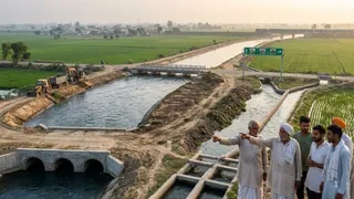 उत्तर प्रदेश सिंचाई विभाग 15 साल बाद आगरा नहर की अर्थमूवर से सफाई करा रहा है। एआई जेनरेटेड सांकेतिक तस्वीर