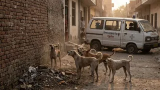 बाहरी दिल्ली के मुबारकपुर डबास गांव में एक पागल कुत्ते ने कई लोगों को काटा। इमेज एआई