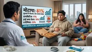 दिल्ली एनसीआर में 81 प्रतिशत लोग ओवरवेट। फोटो: एआई जनरेटेड