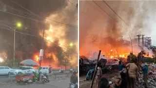 लखनऊ में विकास नगर कॉलोनी क्षेत्र में झोपड़ियों में लगी भयंकर आग, दहशत में लोग