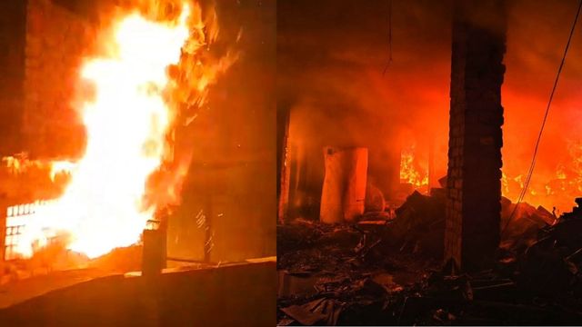 अलीगढ़ में मकान की दूसरी मंजिल पर बने कूलर गोदाम में लगी भीषण आग, लाखों का सामान जलकर खाक
