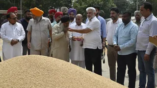 किसानों से बातचीत करते हुए कैबिनेट मिनिस्टर लाल चंद कटारुचक।