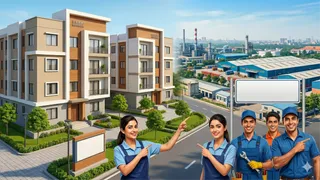 नोएडा में श्रमिकों के लिए बनेगा लेबर हॉस्टल। फोटो: एआई जनरेटेड