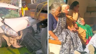 बदरीनाथ हाईवे पर कौड़ियाला के समीप दुर्घटनाग्रस्त वाहन। वहीं, हादसे में घायल महिलाएं। एसडीआरएफ