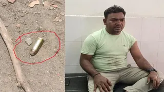 घटनास्थल से बरामद गोली और जख्मी रवींद्र चाैहान। (फोटो जागरण)