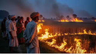 पीड़ित किसान का आरोप है कि कई लोगों ने मिलकर उसकी फसल को आग के हवाले कर दिया। एआई इमेज