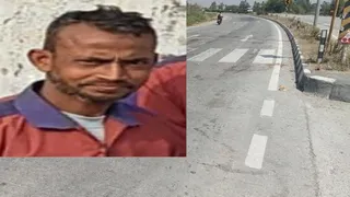 नेशनल हाईवे पर इसी जगह शव को रौंदते रहे वाहन, इंसेट में बलराज का फाइल फोटो।