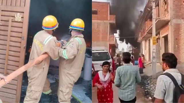 लखनऊ में सेनेटरी फैक्ट्री में भीषण आग लगने से हड़कंप, दमकल की चार गाड़ियों ने पाया काबू
