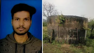 छात्र मंजीत जायसवाल का फाइल फोटो और नौणी विवि परिसर में स्थित टैंक जहां हादसा हुआ।