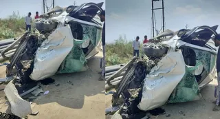 वाराणसी फोरलेन पर चंनऊ गांव के पास शनिवार सुबह हुआ हादसा। जागरण