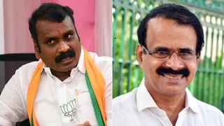 भाजपा नेता एल मुरुगन व जॉर्ज कुरियन।