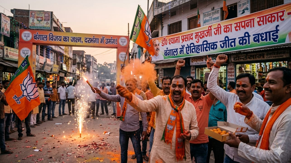 बंगाल में बीजेपी की जीत पर दरभंगा में जश्न, नेताओं ने कहा-‘राष्ट्रवाद और विकास की जीत’