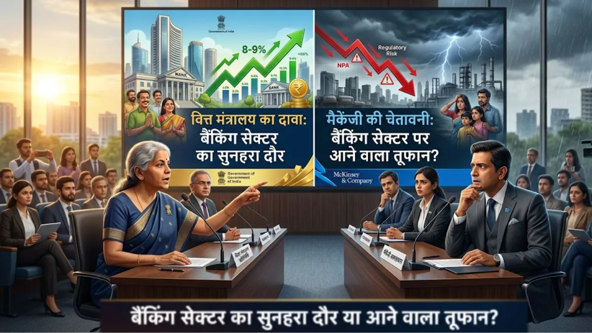 बैंकिंग सेक्टर का सुनहरा दौर या आने वाला तूफान? वित्त मंत्रालय का दावा, मैकेंजी की चेतावनी