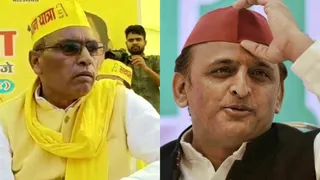 सुहेलदेव भारतीय समाज पार्टी के अध्यक्ष ओम प्रकाश राजभर-समाजवादी पार्टी के अध्यक्ष अखिलेश यादव