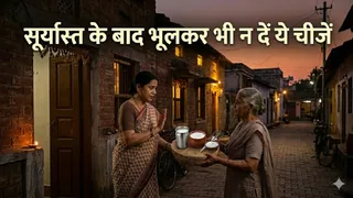 ज्योतिष शास्त्र की चेतावनी: सूर्यास्त के बाद क्यों वर्जित है दूध और नमक का लेन-देन? Ai Generated Image