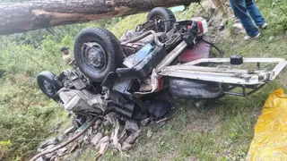 जिला कुल्लू के आनी में सूखा पेड़ गिरने के कारण हुआ हादसा।