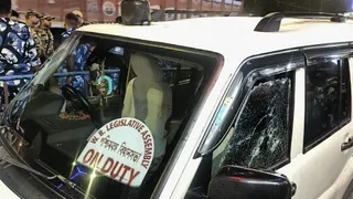 घटना स्थल पर मौजूद सुवेंदु अधिकारी के पीए चंद्रनाथ रथ की गाड़ी। (सोर्स - पीटीआई)