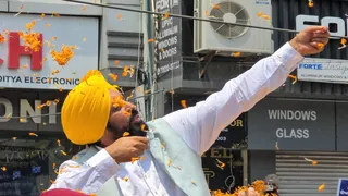 बठिंडा में शुकराना यात्रा के दौरान सीएम भगवंत मान।