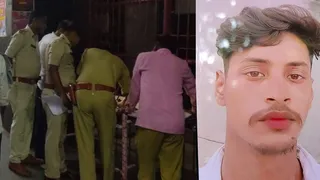 घटनास्थल पर छानबीन करती पुलिस और हर्ष का फाइल फोटो।