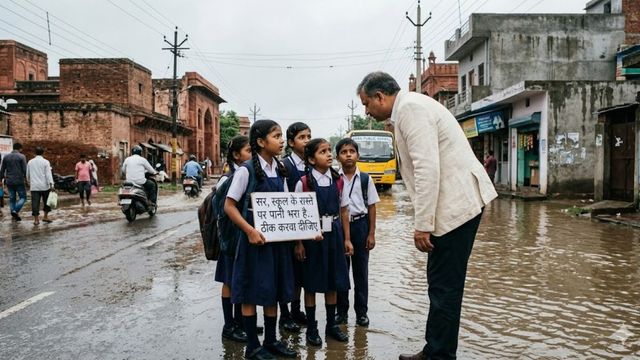 'सर, स्कूल के रास्ते पर पानी भरा है..ठीक करवा दीजिए', आगरा में स्कूली बच्चों ने डीएम से लगाई गुहार
