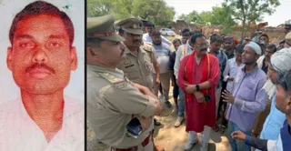 फूल सिंह लोधी की फाइल फोटो व पुलिस व सपा नेता को घटना के बारे में जानकारी देते दिवंगत के भाई जय सिंह लोधी। जागरण
