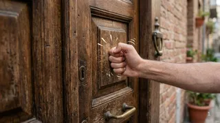 एक युवक ने महिला के घर का दरवाजा खटखटाया। इमेज एआई