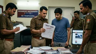 राजस्थान के छात्रों को मिला था नीट का गैस पेपर,15 लोग हिरासत में लिए गए (फोटो- AI Generated)