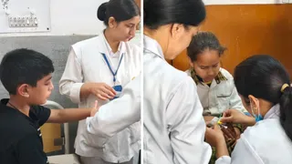 जोगेंद्रनगर में रंगड़ों के हमले में घायल बच्चे।