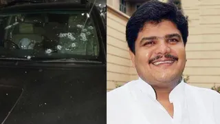 कार पर गोलियों के निशान और धनबाद के पूर्व डिप्टी मेयर नीरज सिंह। (फाइल फोटो)