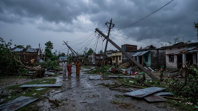 सासाराम के नौहट्टा में आंधी और वज्रपात से भारी तबाही, सैकड़ों पोल गिरे, घरों के करकट उड़े
