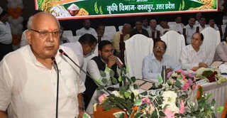 सीएसए के कैलाश भवन में कृषि विभाग द्वारा आयोजित मंडलीय खरीफ उत्पादकता गोष्ठी को संबोधित करते कृषि मंत्री सूर्य प्रताप शाही । जागरण