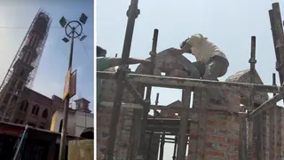 हरिद्वार में प्रशासन की सख्ती, सुल्तानपुर मस्जिद की अवैध 250 फीट ऊंची मीनारें  हटाई जा रही हैं - administration crackdown illegal 250 feet mosque minarets  in sultanpur being removed